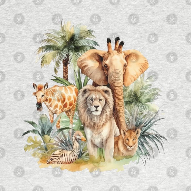 Watercolor Animal Safari #1 by Chromatic Fusion Studio